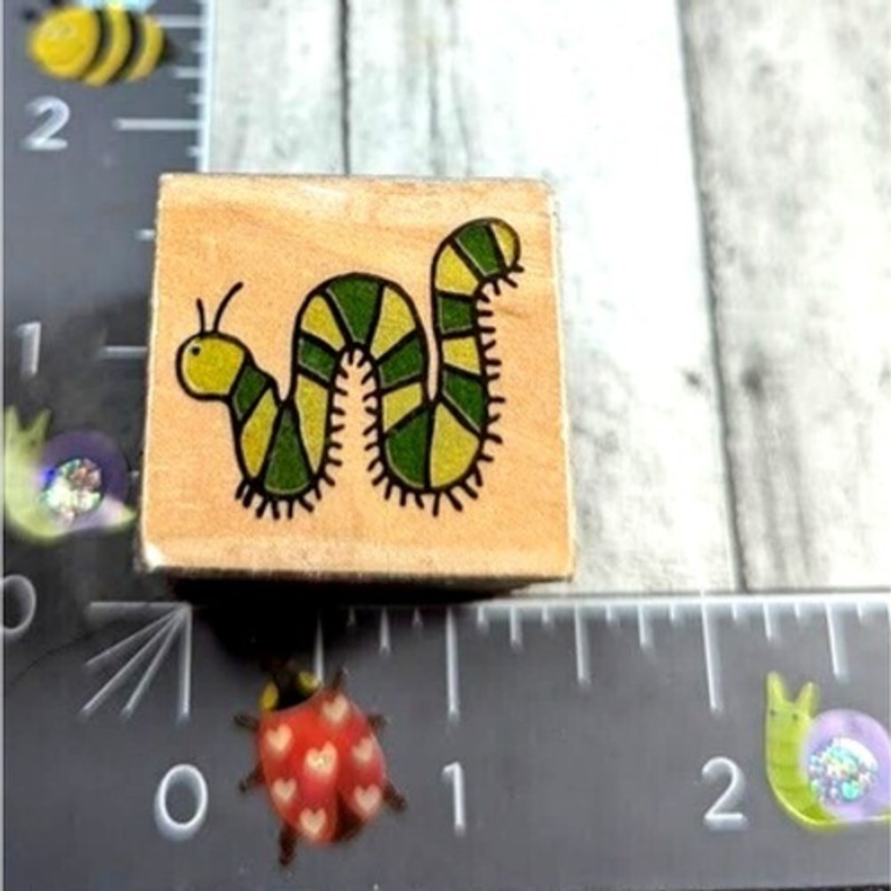 Westwater Enterprises Inch Worm Caterpillar 1998 Rubber Stamp Wood #B16